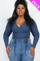 Plus Size Shirred Cropped Top
