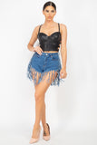Fringe Denim Shorts