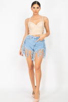 Fringe Denim Shorts