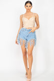 Fringe Denim Shorts