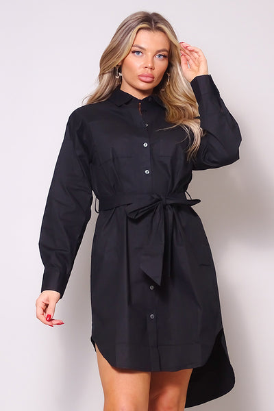 Classy Black Poplin Shirt Dress