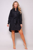 Classy Black Poplin Shirt Dress