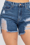 Ripped Mini Denim Shorts