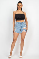 Ripped Mini Denim Shorts