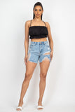 Ripped Mini Denim Shorts