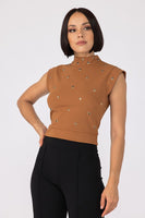 Eyelet Designed Fashion Short Top