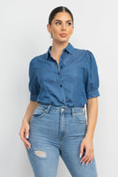 Button-down Denim Shirt Top