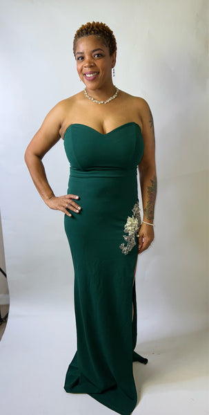 Beaded Embroidered Near Slit Detail Maxi Ddress