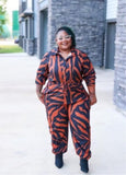 Button Up Long Sleeve  Jumpsuit
