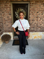 Puff Sleeve Blouse With Pearl Buttons