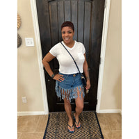 Fringe Denim Shorts