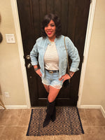Distressed Frayed Hem Denim Shorts