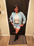 Distressed Frayed Hem Denim Shorts